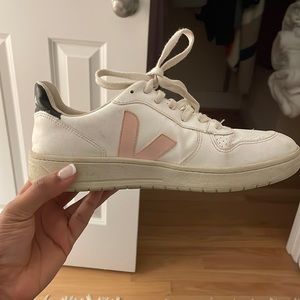 White & Pink Veja Sneakers